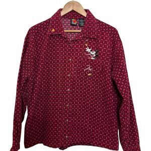 Disney Mickey Unlimited XL Embroidered Mickey Mouse Basket Weave Corduroy Shirt